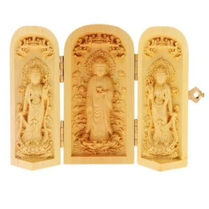 Boxwood Buddha Statue Carving , Avalokitesvara, Guangyin, - Photo 1/7