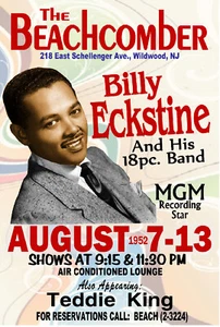 BILLY ECKSTINE 1952 CLUB POSTER BEACHCOMBER Wildwood NJ POLE POSTER GIG POSTER - Picture 1 of 4