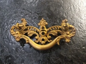 3" C2C Drop Pull Drawer Handle, SALVAGED Brass Ornate - Picture 1 of 5
