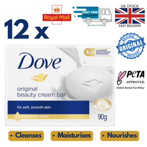 12x Dove Original Moisturising Beauty Cream Soap Bar 90g Classic Bars Free Post