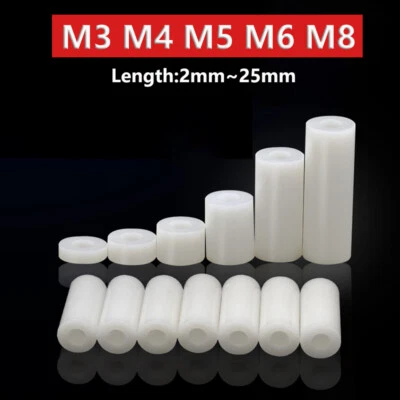 GOO BEETER M3 M4 M5 M6 M8 White ABS Plastic Spacers Nylon Standoff Washer PCB High Quality