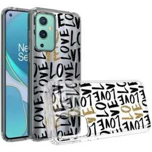 New Design Transparent Bumper Hybrid Case Cover for OnePlus 9 Pro LOVE IN GOLD - Picture 1 of 1