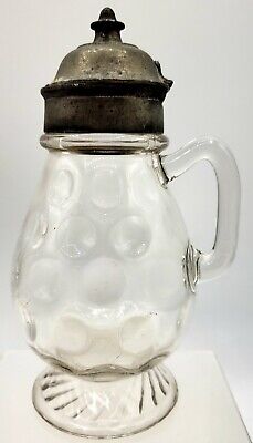 EAPG Central Glass Co #796 Rope & Thumbprint Syrup Pitcher Clear Circa 1885 • 36.83€