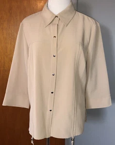 Kathy Che Womens stretch 3/4 sleeve, Snap Up, Collared, size 14 - Picture 1 of 5