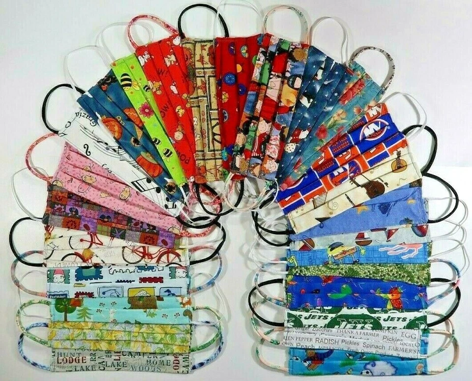 Mascarilla facial lavable reutilizable de doble cara de diseñador 100 % algodón hecha a mano en EE. UU. Foto 1 de 1