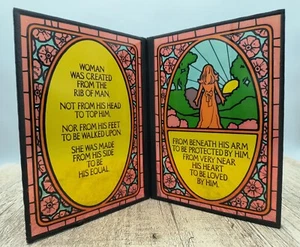 VTG Sun Catcher Stained Glass Windows Stand Creation Of Women - Christmas Decor  - Picture 1 of 9