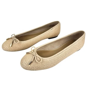 Talbots Olympia Ballet Flat Women 8.5 Nude Slip-On Academia Bow Preppy Old Money - Picture 1 of 14