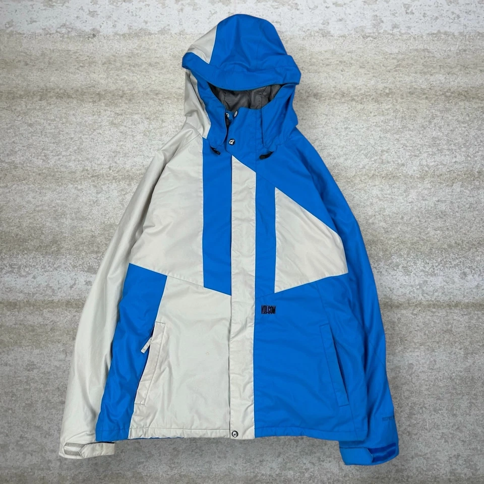 Vintage Y2K Volcom Puffer Ski Jacket Mens XL Blue White Thermonite Full Zip - Image 1 of 4