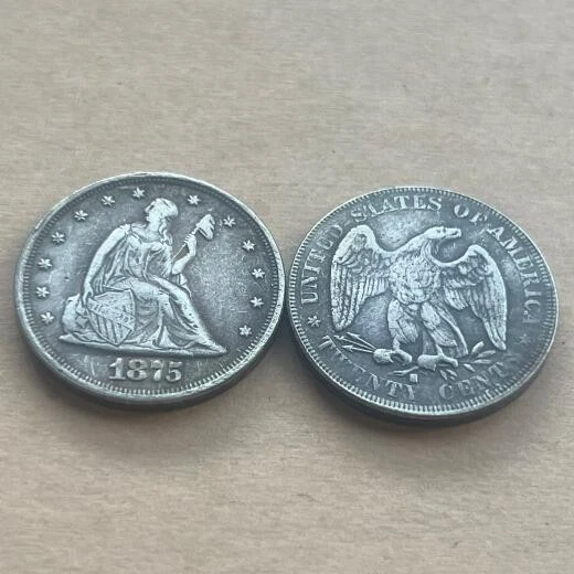 1875 年 S 版二十美分银币细节精美 — 第 1/1 张图片