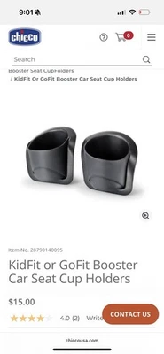 New - Replacement Chicco Folding Cup Holder Set For KidFit And GoFit Boosters - Image 1 of 4