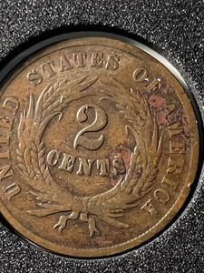 1864 Two Cent Piece, Large Motto, Lots Of Red, Sharp - Picture 1 of 5