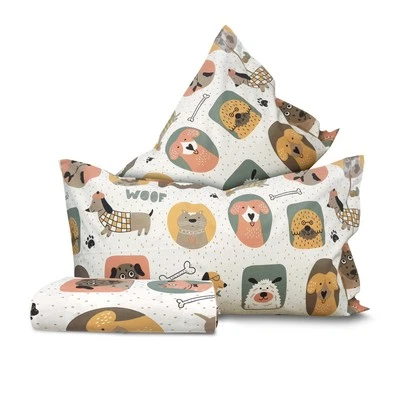 Parure copripiumino BAU cani ragazzo stile moderno 100% cotone Made in Italy - Immagine 1 di 3