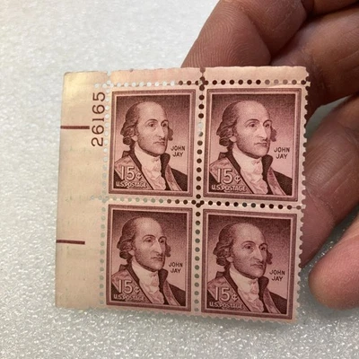 NEW/MNH/OG 1954-68 - John Jay Plate Block Of 4 of 15c Postage Stamps, Sc# 1046. - Image 1 of 4