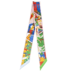 Sciarpa HERMES Twilly Factory Suite multicolore 86cmx5cm usata con scatola - Foto 1 di 5