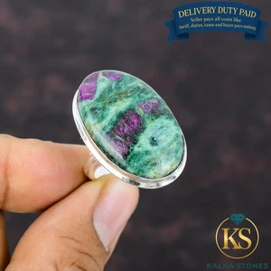 Sterlingsilber natürlicher Rubin Fuchsite Mutter Versprechen Ring Schmuck USA alle Größen - Bild 1 von 6