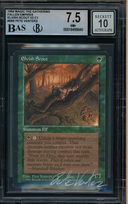 1994 MTG Fallen Empires #68B Elvish Scout Pete Venters Signed BGS 7.5 AUTO 10 - Image 1 of 2