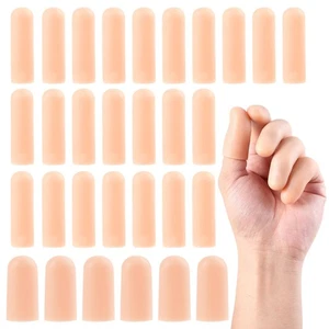 30 Pcs Gel Finger Cots 2 Sizes Thumb Protector, Soft Finger Covers for Fingertip - Picture 1 of 7