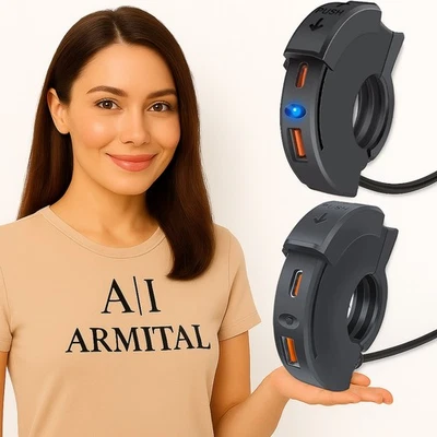 Caricatore USB 12V Moto con Porta Type-C Impermeabile Ricarica Rapida Telefono - Immagine 1 di 4