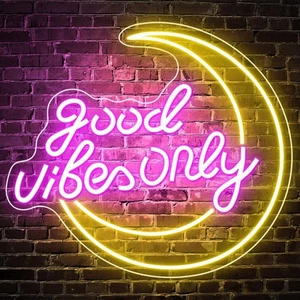 Letrero de neón Good Vibes, regulable buenas vibraciones solo letreros de neón LED para decoración de paredes,... - Imagen 1 de 6