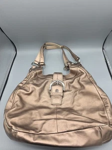 Cartera estilo hobo de hombro Coach metálica bronce vintage - Imagen 1 de 11