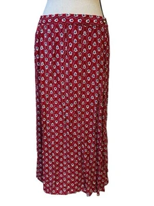 Vintage LL BEAN Women’s Wrap Skirt Long Red Floral Sz PXL USA Boho Career Casual - Picture 1 of 5