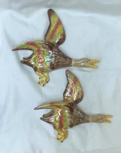 Pair of Wall Hanging Iridescent Flying Ducks / Fantasy Birds - Picture 1 of 4