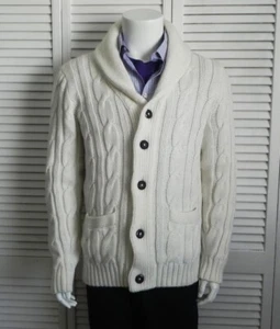 NUEVO Cárdigan de Lana Acrílica ALPACA para Hombre Talla XL Blanco Marfil Elegante - Imagen 1 de 7