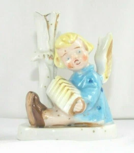 Vintage Occupied Japan Girl Angel With Accordion Toothpick Holder or Bud Vase - Picture 1 of 12