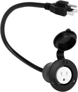 (1,6 pies) Cable de extensión de toma de corriente exterior impermeable 15 amperios 125 V, SJTW 14 AWG - Imagen 1 de 12
