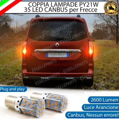 COPPIA LAMPADE FRECCE LED POSTERIORI RENAULT KANGOO MK3 PY21W BAU15S CANBUS - Immagine 1 di 4