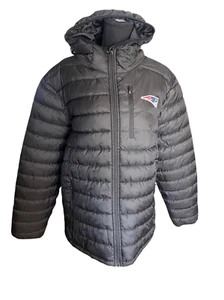 New England Patriots NFL Hooded Black Puffer Jacket Coat Mens XL football - Picture 1 of 6