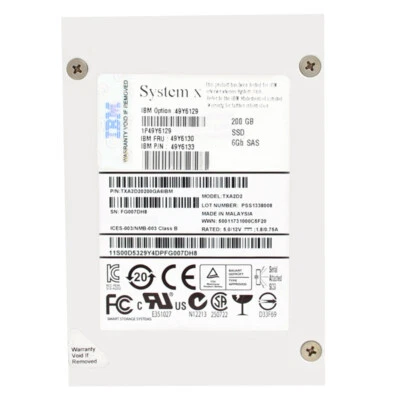 Ibm 49y6130 200gb Sas Ssd 6gb 2.5'' 49y6129 49y6133 - Image 1 of 3