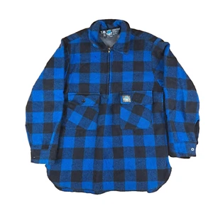 Vintage Swanndri Shirt Holes* Distressed* Mens Small 91cm Blue Plaid 100% Wool - Picture 1 of 17
