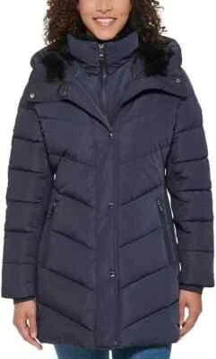 Chaqueta para mujer Andrew Marc mixta con capucha acolchada azul marino, M (126) Foto 1 de 4