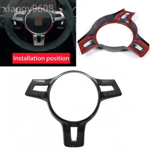Real Carbon Fiber Steering Wheel Trim For Porsche 911 Panamera 10-15 Cayman12-15 - Foto 1 di 12