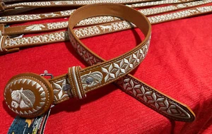 Kids Western Cowboy Belt  Embroidered Belt. Cinto Vaquero De Niño Toro Size 26 - Picture 1 of 6