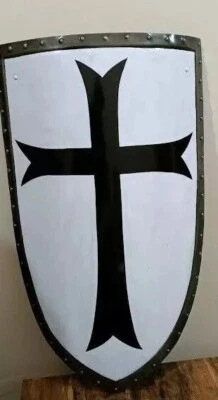 Escudo Calentador Templario Medieval 28"" Cruz Negra Caballero Armadura Escudo Foto 1 de 4