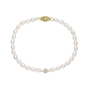Saatgut Perle und Diamant Armband IN 9ct Gelbgold 375 Hallmark Britische Made - Bild 1 von 3