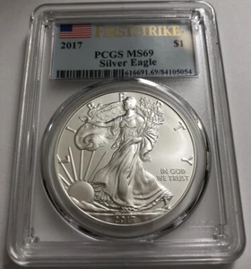 2017 American Silver Eagle Dollar - PCGS MS69 - FIRST STRIKE $1 .999 fine - Picture 1 of 5