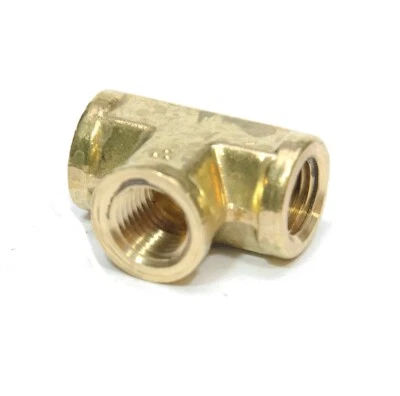 1/4 Npt Female Pipe T Tee 3 Way Brass Fitting Fuel Vacuum Air Water Oil Gas - Image 1 of 4