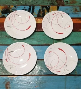 Corelle Splendor Set 4 Piatti Insalata Pane Dessert Bianco Grigio Rosso 6 3/4" - Foto 1 di 7