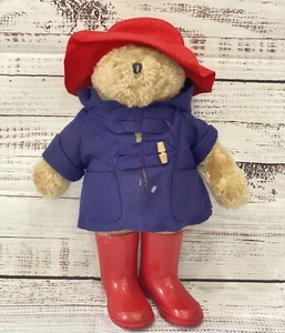 "Botas de goma rojas de peluche Paddington Bear Eden Toys Teddy 18"" vintage 1981" - Imagen 1 de 12