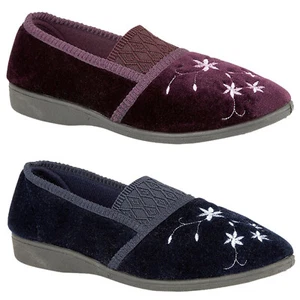 Damen Standard Hausschuhe Zedzzz Joanna LS349 bestickt Mittelzwickel UK3-8 - Bild 1 von 3