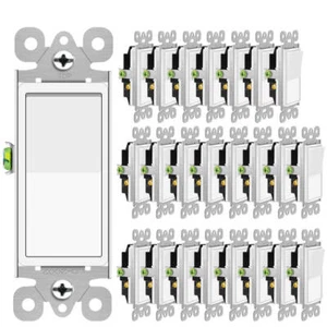 Paquete de 24 interruptores balancín de tres vías 15A 120/277V, hogar y oficina, UL/CUL, blanco - Imagen 1 de 8