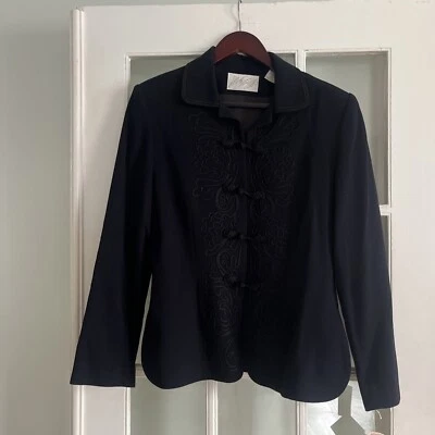 Blazer de lana bordado vintage Lord & Taylor para mujer talla 6, azul marino, nuevo con etiquetas Foto 1 de 4