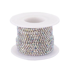 10yards/roll Brass Strass Chains Rhinestone Cup Chains 2mm Crystal AB - Picture 1 of 4