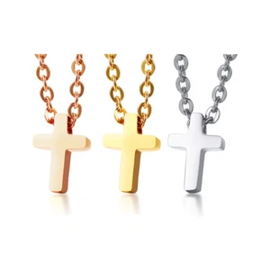 Small Cross Necklace for Women,Plain Cross Pendant Collar w/ Chain Jewelry Gift - Bild 1 von 10