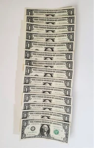 14 - 1 Dollar Bills 2017A Consecutive Serial Numbers Uncirculated Banknotes - Picture 1 of 10