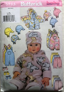 Butterick 5713 UNCUT Infants' Large, XLarge Jacket Overalls Pants Hat Pattern - Picture 1 of 3