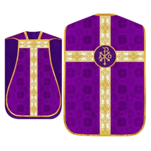 Violet Liturgical Roman Chasuble with embroidered PAX Motif - Church Vestment - Picture 1 of 3